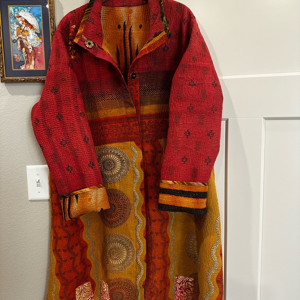 Colorful Patchwork Long Coat